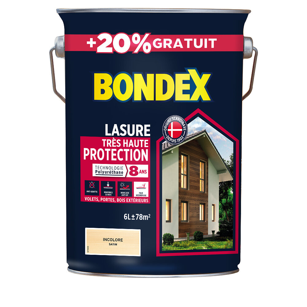 BONDEX - Bondex lasure tres haute proctection 8ans  incolore 6l - large