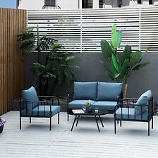 OUTSUNNY Ensemble salon de jardin 4 places 4 pièces style néo-rétro -  ...