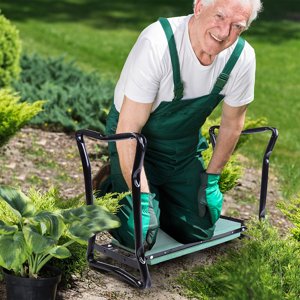 tabourets de pelouse et coussinets doux pour genoux avec sac de jardinage pour personnes âgées Asab Banc de jardin et siège en mousse pliable avec genouillères 