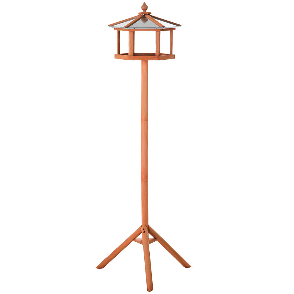 PAWHUT - Mangeoire oiseaux extérieur sur pied - cabane pour oiseaux avec support trépied - nichoir dim. Ø 57,7 x 153 cm - bois sapin pré-huilé toit zinc - large