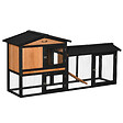 PAWHUT - Clapier cage à lapins rongeurs 2 niveaux 3 portes verrouillables tiroir à déjection toit intégral bitumé 175L x 52l x 85H cm bois sapin orangée noir - vignette