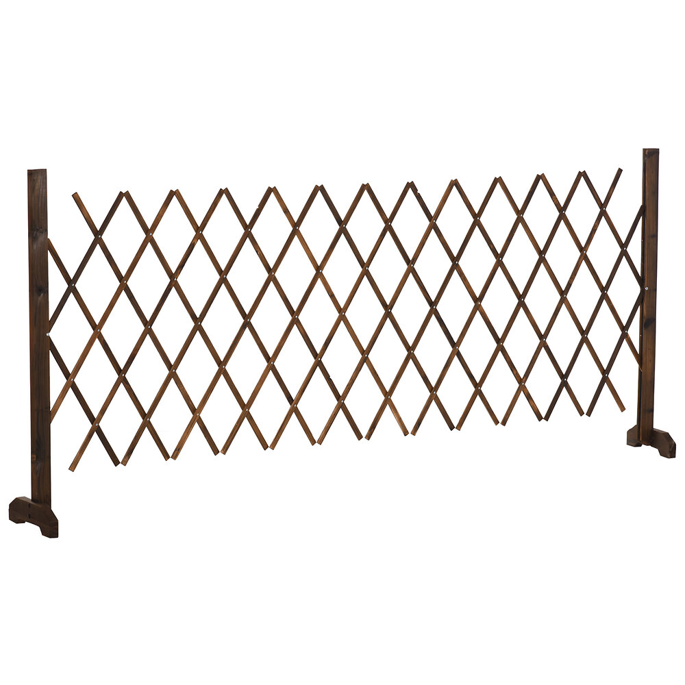 OUTSUNNY - Barrière extensible rétractable barrière de sécurité dim. 225L x 30l x 106H cm bois sapin traité carbonisation - large