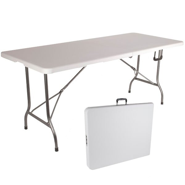 Table pliante noire 180 cm - Table d'appoint pliable camping