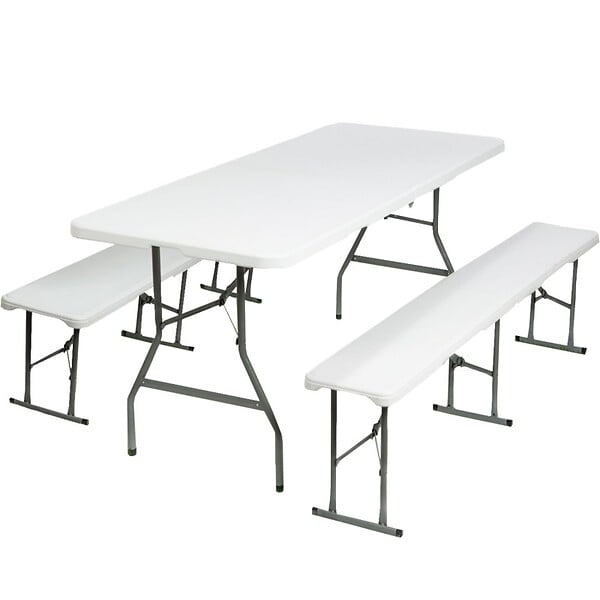 Table Pliante 180 Cm Et 2 Bancs Pliables - Ensemble table et