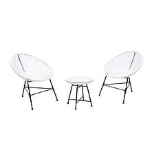 CONCEPT USINE Salon de jardin 2 fauteuils oeuf + table basse blanc ACAPULCO