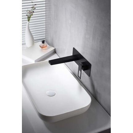 Robinet salle de bain mitigeur de lavabo bas noir mat anticalcaire vidage  inclus