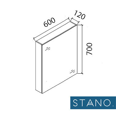 STANO - Armoire de toilette bloc-miroir 1 porte 60 cm LIMPIO finition mélaminé blanc - large