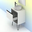Amizuva - Meuble salle de bain simple vasque YOKO blanc brillant 80 cm  Miroir inclus - vignette