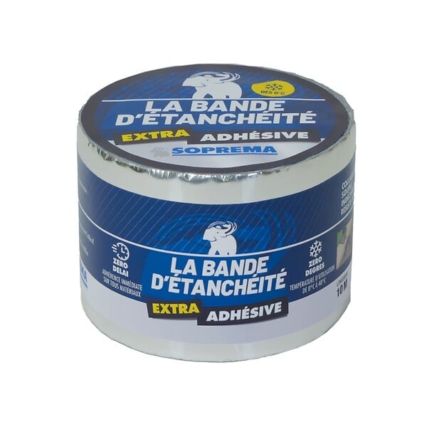 Bande d'étanchéité Extra Adhésive Soprema aluminium 30cm x 10m, ép. 1mm