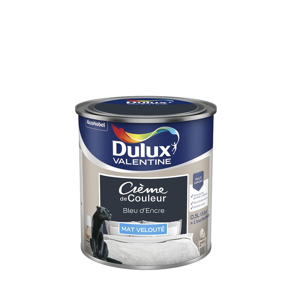 DULUX - Peinture Dulux Valentine Crème de Couleur Mat Bleu d'Encre 0.5L - large