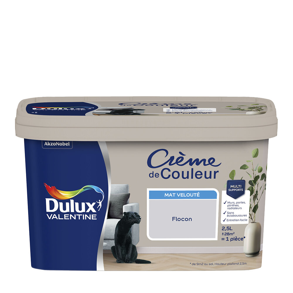 DULUX - Peinture Dulux Valentine Crème de Couleur Mat Flocon 2,5L - large