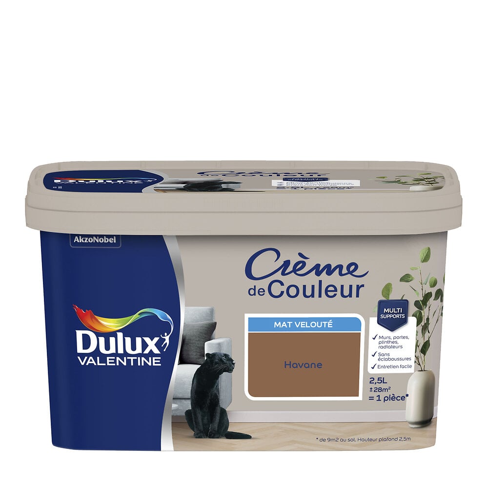 DULUX - Peinture Dulux Valentine Crème de Couleur Mat Havane 2,5L - large