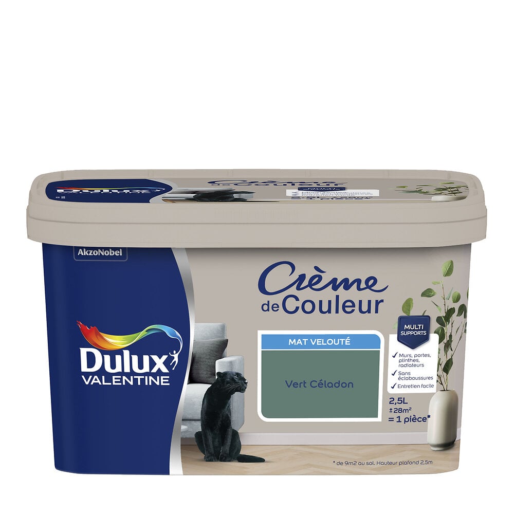 DULUX - Peinture Dulux Valentine Crème de Couleur Mat Vert Céladon 2,5L - large