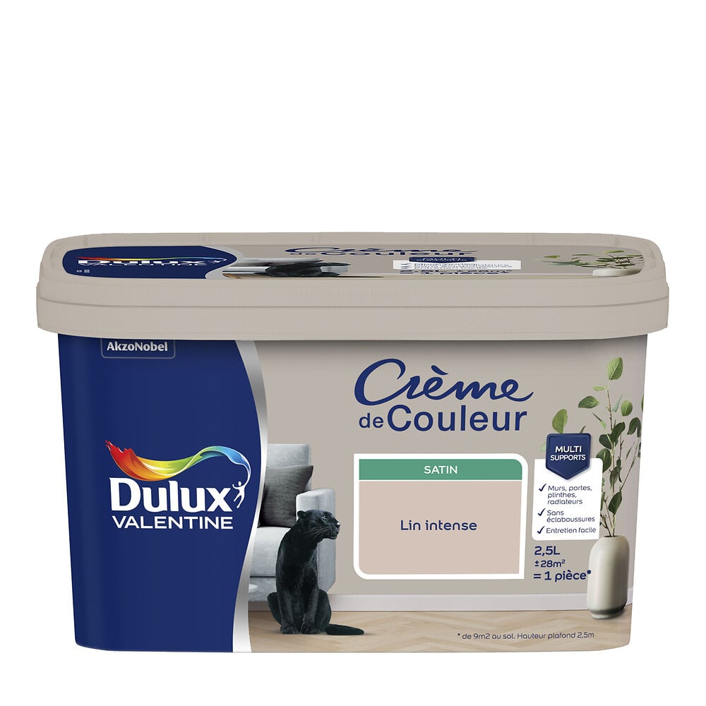 DULUX - Peinture Dulux Valentine Crème de Couleur Satin Lin Intense 2,5L - large