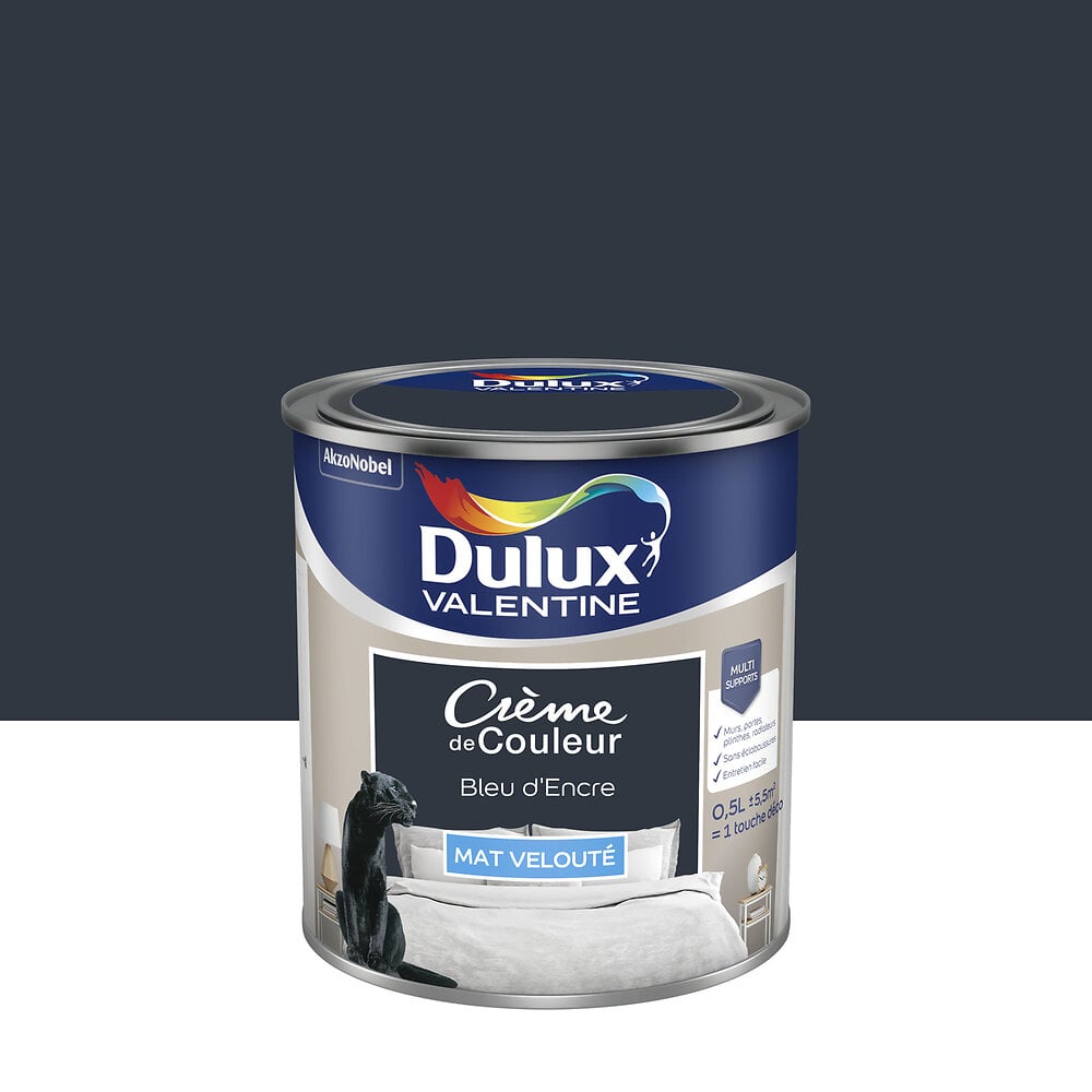 DULUX - Peinture Dulux Valentine Crème de Couleur Mat Bleu d'Encre 0.5L - large