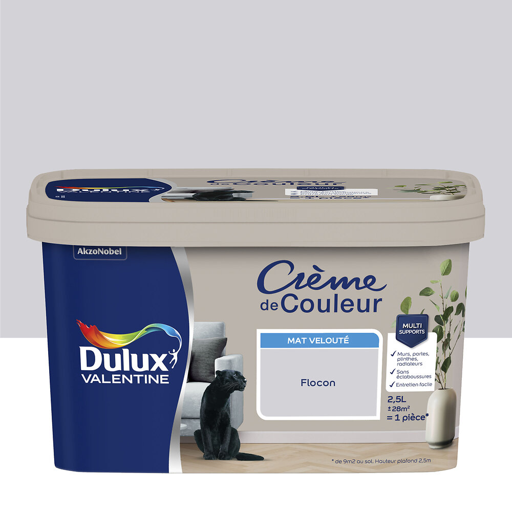 DULUX - Peinture Dulux Valentine Crème de Couleur Mat Flocon 2,5L - large