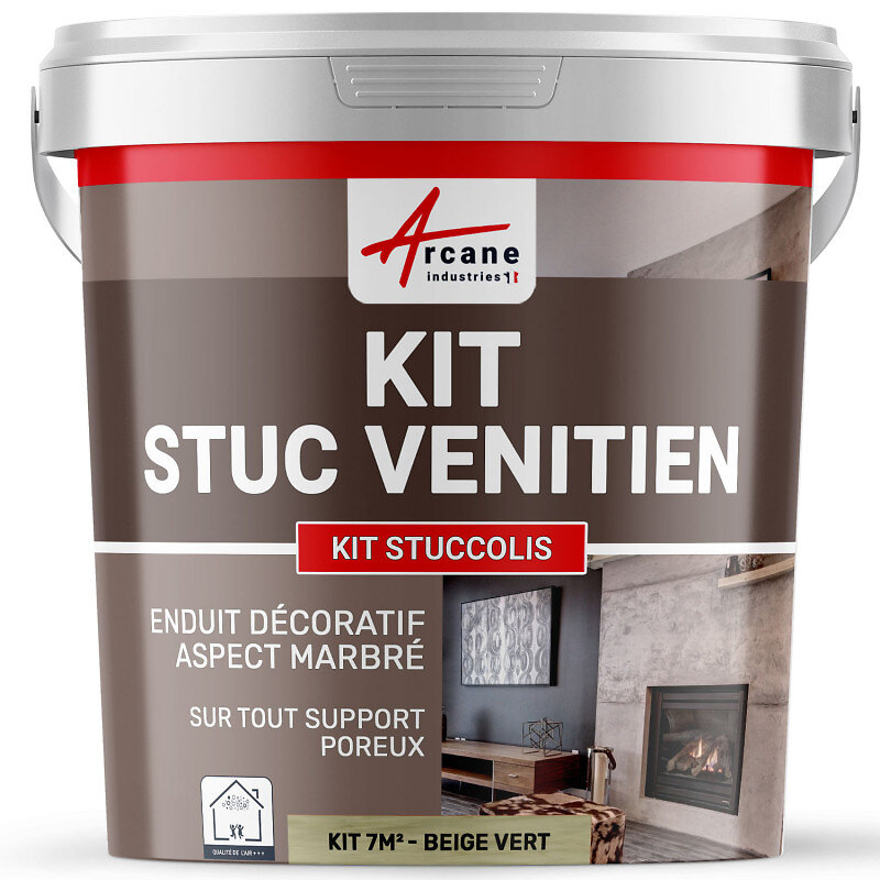 ARCANE INDUSTRIES - Kit stuc venitien enduit stucco spatulable décoratif - KIT STUCCOLIS - kit jusqu'à 7m² Beige vert - ARCANE INDUSTRIES - large
