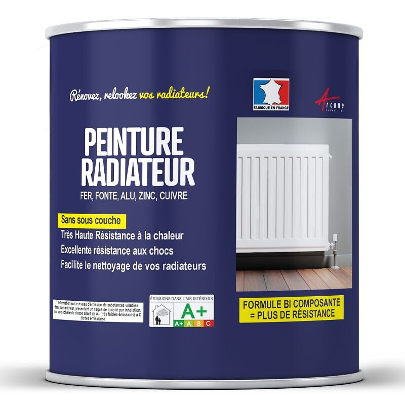 ARCANE INDUSTRIES - Peinture Radiateur fonte acier alu - PEINTURE RADIATEUR - Kit 1 Kg jusqu'a 5m² pour 2 couches Ral 6011 Vert Reseda - ARCANE INDUSTRIES - large