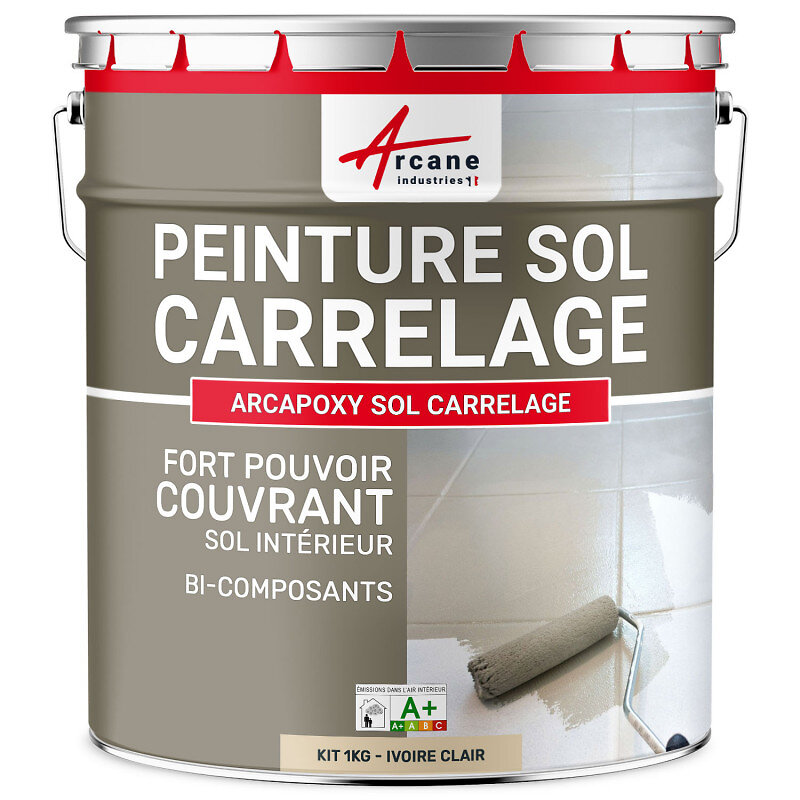 ARCANE INDUSTRIES - Peinture Sol Carrelage - Résine Carrelage  - ARCAPOXY SOL CARRELAGE - Kit 1 Kg jusqu'a 5m² pour 2 couches RAL 1015 - Ivoire Clair - ARCANE INDUSTRIES - large