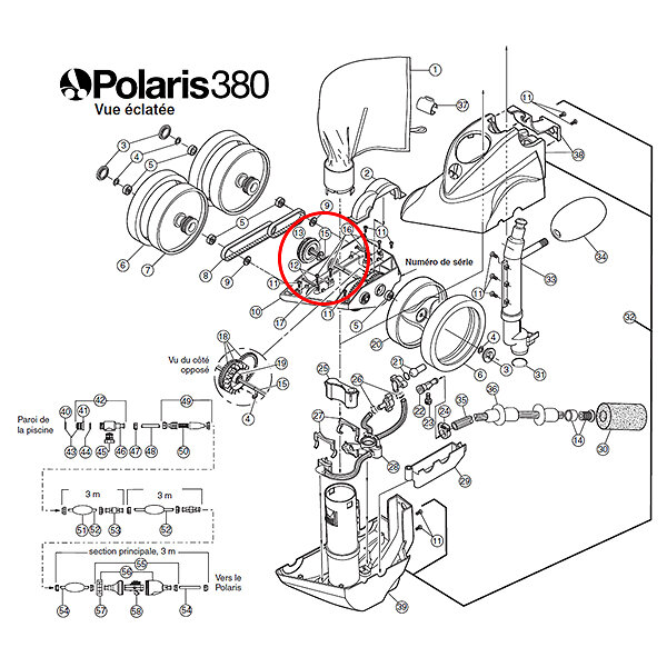 POLARIS - poulie d'entraînement et arbre moteur pour polaris 380 - 9-100-1007 - large