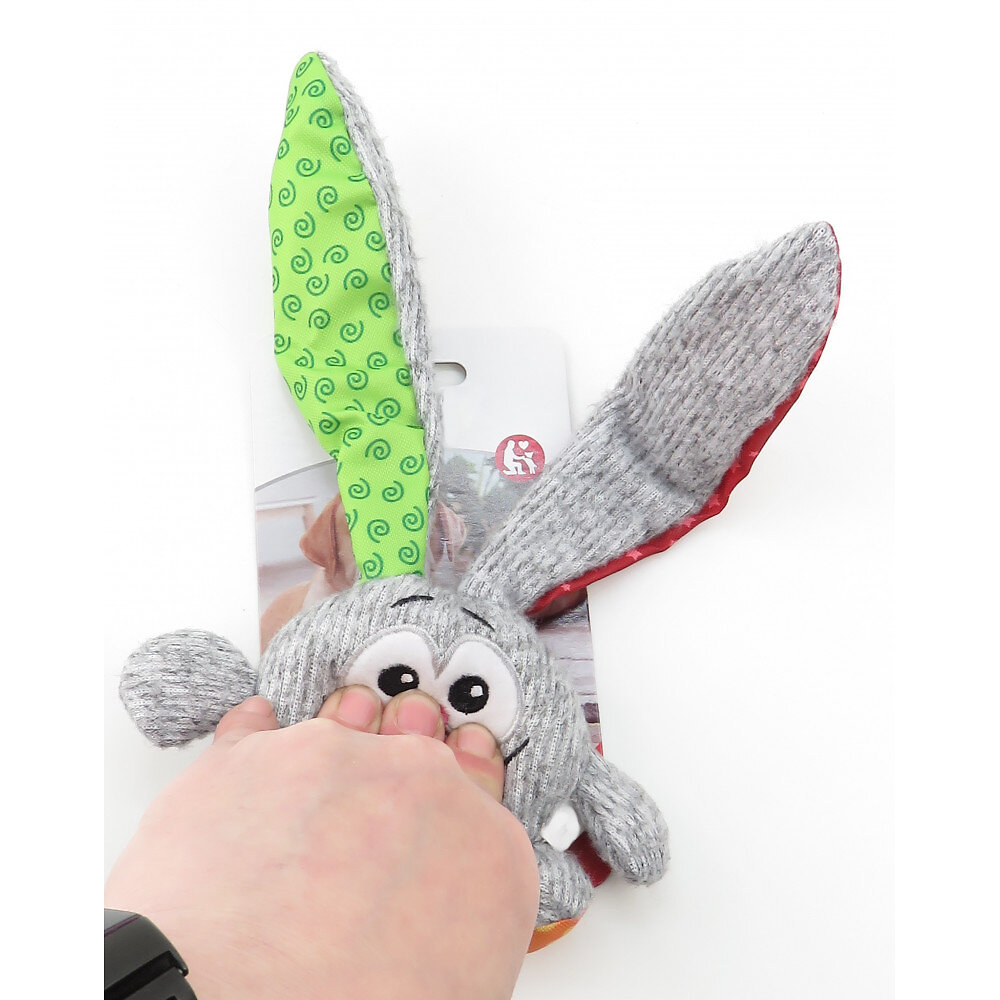 ANIMALLPARADISE - Peluche jouet Lapin gris 16 cm, pour chien - large