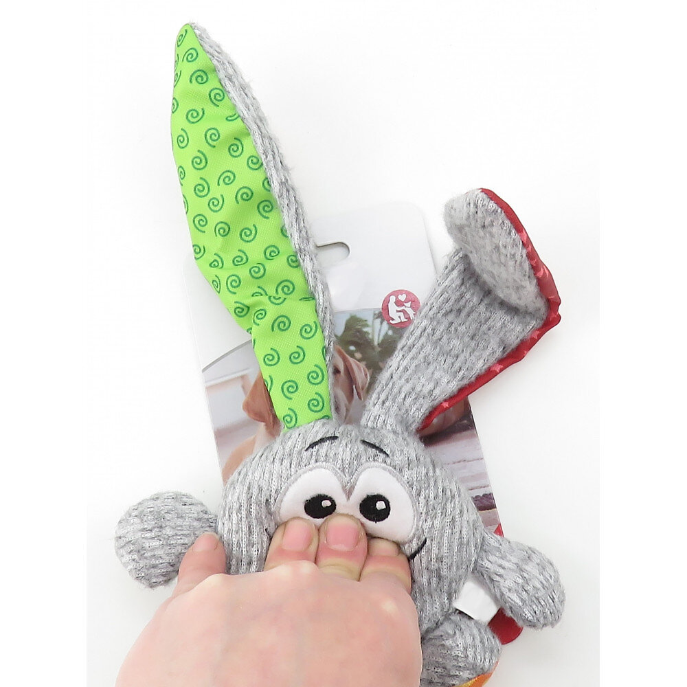 ANIMALLPARADISE - Peluche jouet Lapin gris 16 cm, pour chien - large