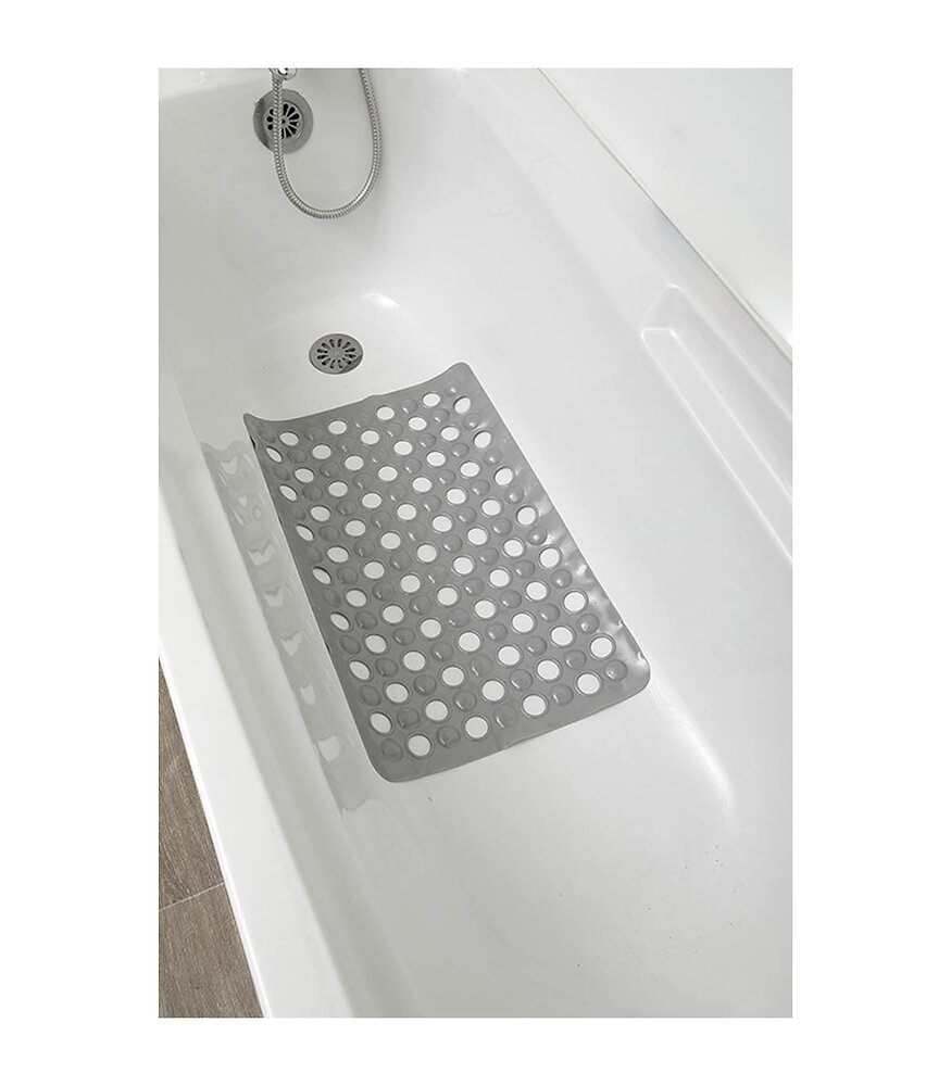 TENDANCE - Tapis Fond de baignoire anti-dérapant en PVC 60 x 38 cm Gris perle - large