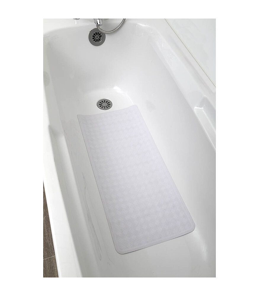 TENDANCE - Tapis Fond de baignoire en caoutchouc naturel 74 x 34 cm Blanc - large