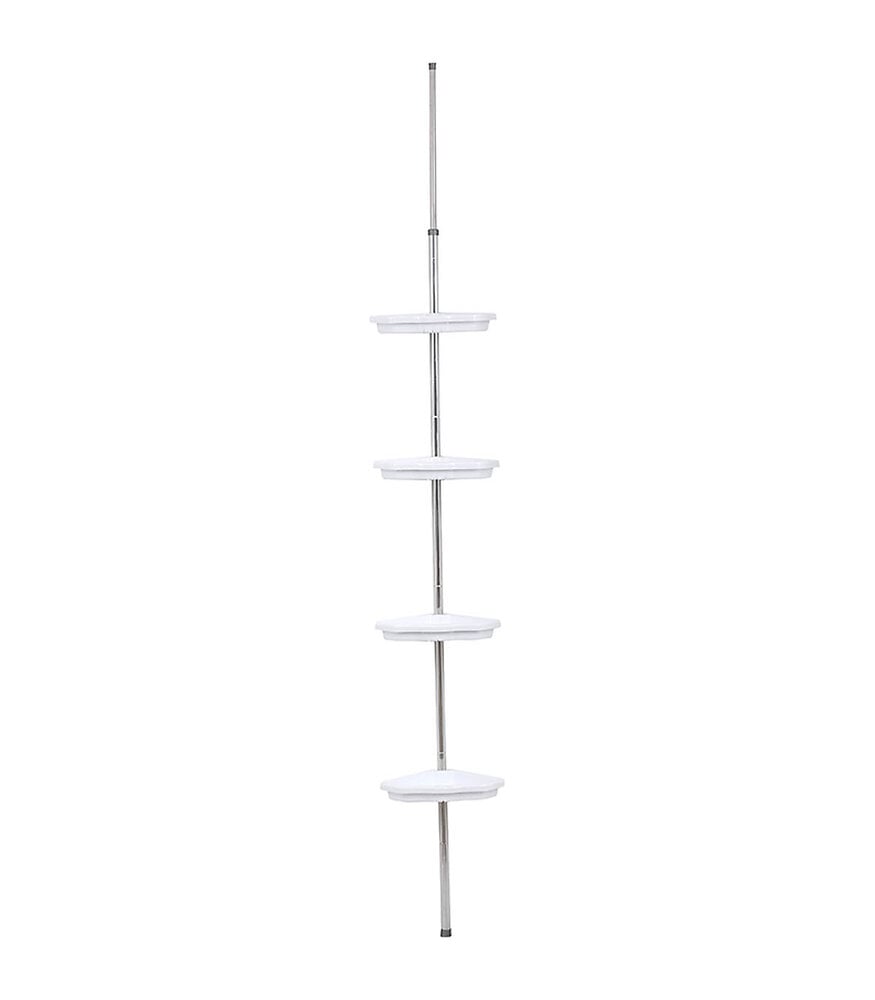 etagère d'angle colonne de douche télescopique en aluminium avec 4 paniers h maxi 260 cm