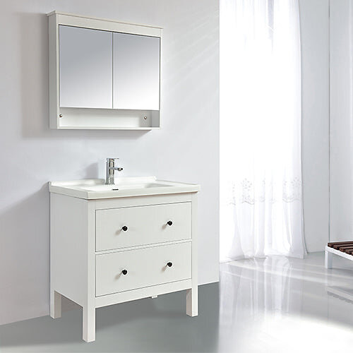 Armoire de toilette blocmiroir 80 cm TYPO finition mélaminé blanc 74.4