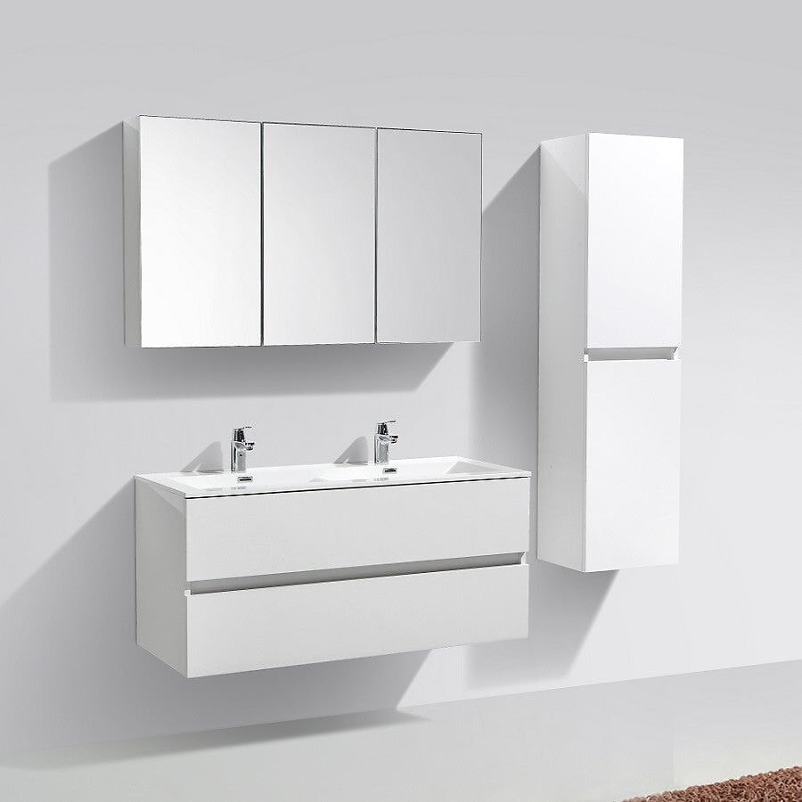 STANO - Armoire de toilette bloc-miroir SIENA largeur 120 cm blanc laqué - large