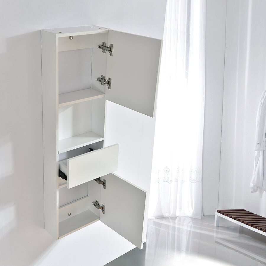 Grande armoire de rangement ESSENTIEL hauteur 120 cm mélaminé blanc