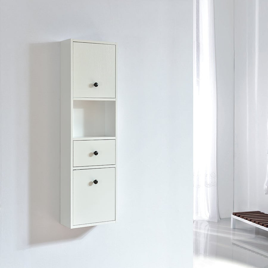 Grande armoire de rangement ARMARIA finition mélaminé blanc 120 cm