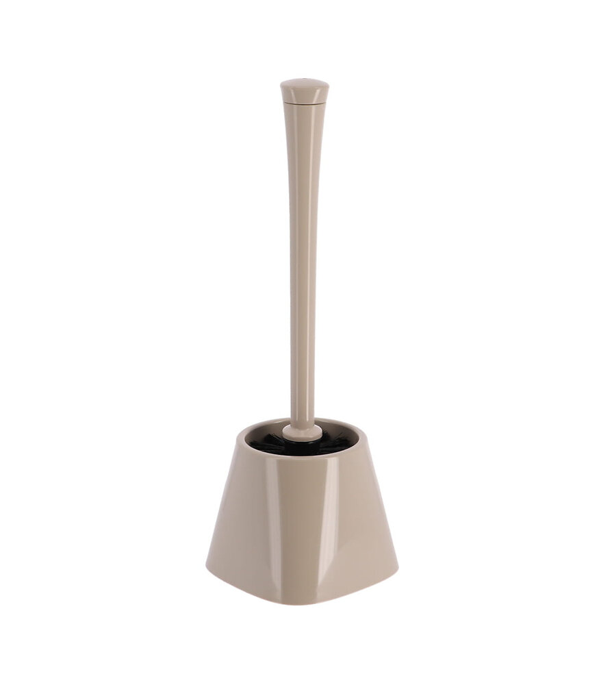TENDANCE - Brosse WC avec support Taupe brillant - large