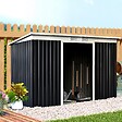 OUTSUNNY - Abri de jardin - remise pour outils - cabanon portes verrouillables - dim. 2,8L x 1,3l x 1,72H m - tôle d'acier gris noir - vignette