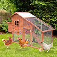 PAWHUT - Poulailler cottage cage à poules sur pied dim. 190L x 66l x 116H cm multi-équipement bois massif pin pré-huilé - vignette