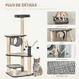 PAWHUT - Arbre à chats multi-équipements H130 cm griffoirs grattoirs plateformes tunnel jeu boules suspendues polyester gris - vignette