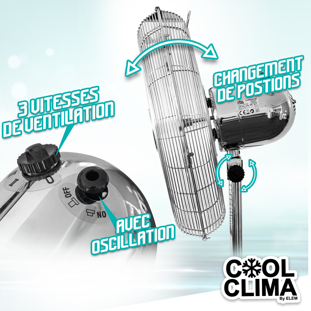 COOL CLIMA - Ventilateur métal sur pied 50W 40CM - Cool Clima - large