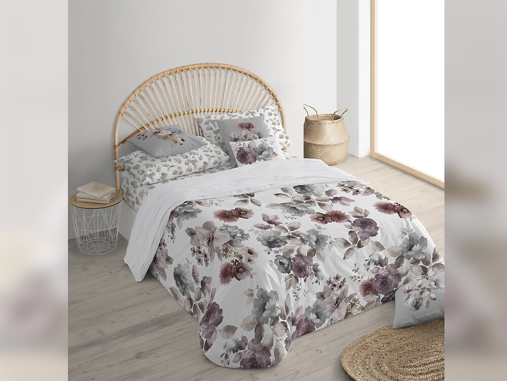 PURLINE - Housse de coussin décorative 100% pur coton 1 pièce avec motif floral - large