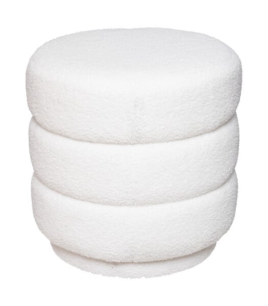 Pouf en Tissu boucl Blanc D 40 x H 40 cm Bricorama