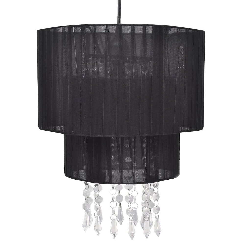 VIDAXL - Lustre plafonnier contemporain suspension cristal noir - Noir - large