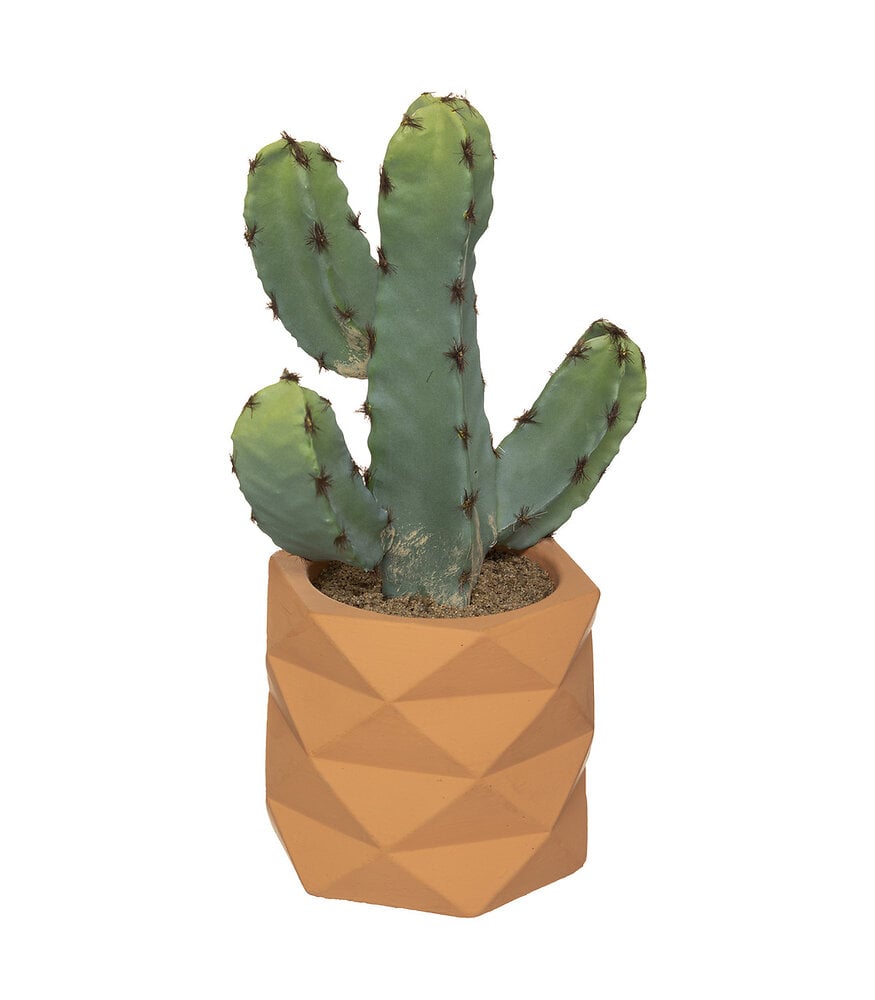 ATMOSPHERA - Plante artificielle Cactus en Pot Céramique H 24 cm - large