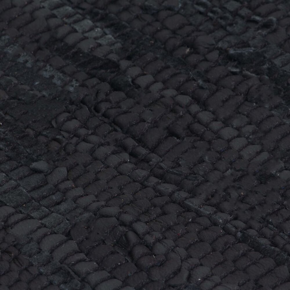 VIDAXL - Tapis Chindi Cuir tissé à la main 190 x 280 cm Noir - Maison et jardin - Décorations - Petits tapis - Noir - Noir - large