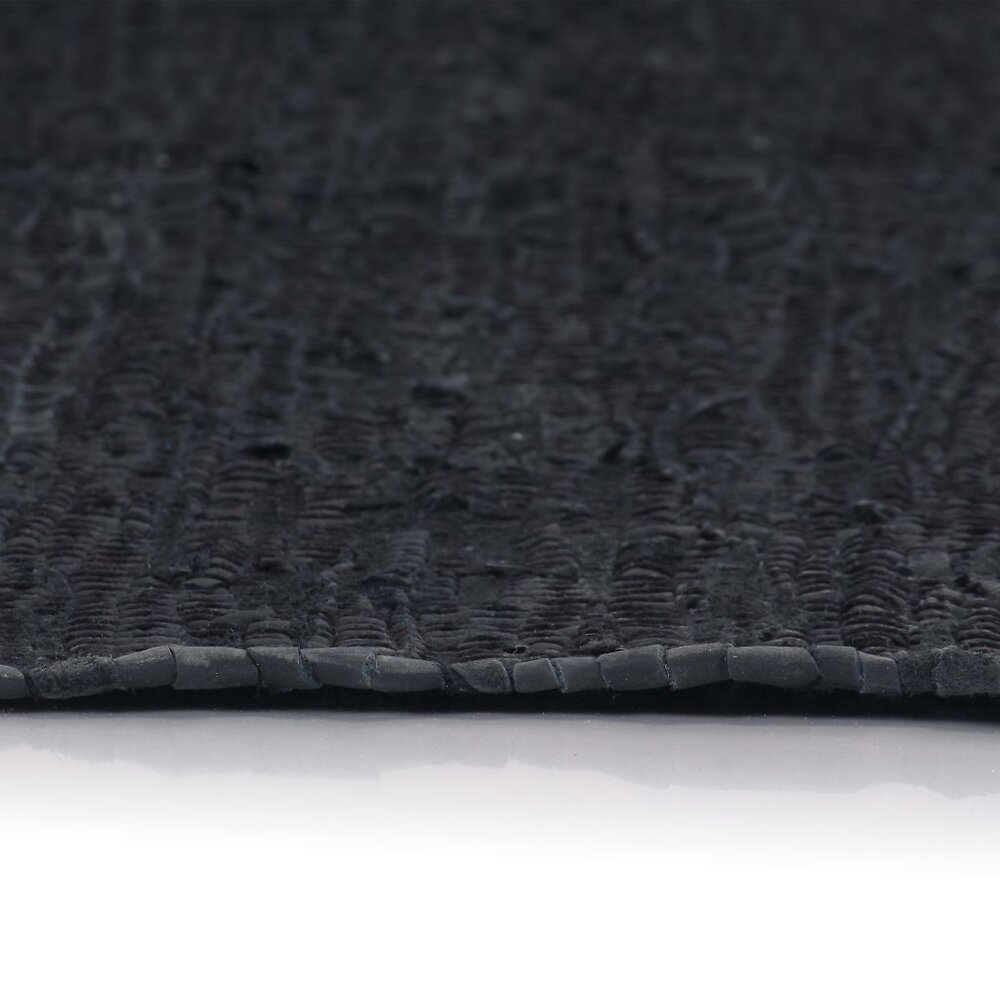 VIDAXL - Tapis Chindi Cuir tissé à la main 190 x 280 cm Noir - Maison et jardin - Décorations - Petits tapis - Noir - Noir - large