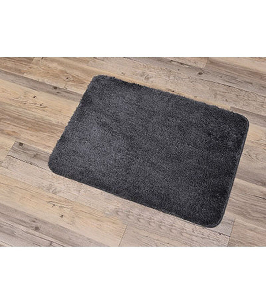 TENDANCE - Tapis de salle de bain Gris foncé en Microfibre Confort et Doux 50 x 70 cm - large