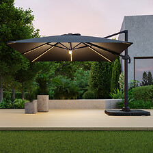 AVRIL PARIS Parasol déporté LED 3x4m rectangle en aluminium + housse - ro ...