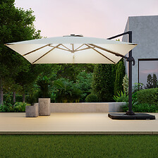 AVRIL PARIS Parasol déporté LED 3x4m rectangle en aluminium + housse - ro ...