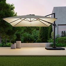 AVRIL PARIS Parasol déporté LED 3x4m rectangle en aluminium + housse - ro ...