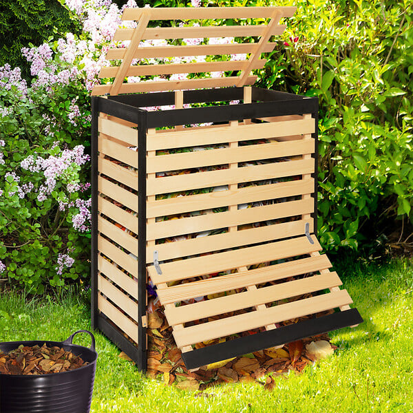 VOUNOT Composteur de jardin 300L Qualité Supérieure pour Jardin Déchets  Imitation Style bois noir