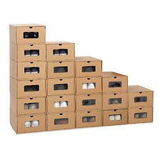 HOMCOM Lot de 8 boites cubes rangement à chaussures modulable avec portes  transparentes - dim. 25L x 35l x 19H cm - PP blanc transparent pas cher 